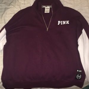 vs pink maroon quarter zip
